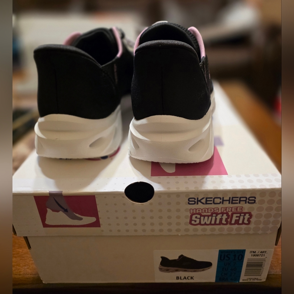 Skechers Women's Black & Pink Slip-On Athletic Sneakers - Picture 5 of 5